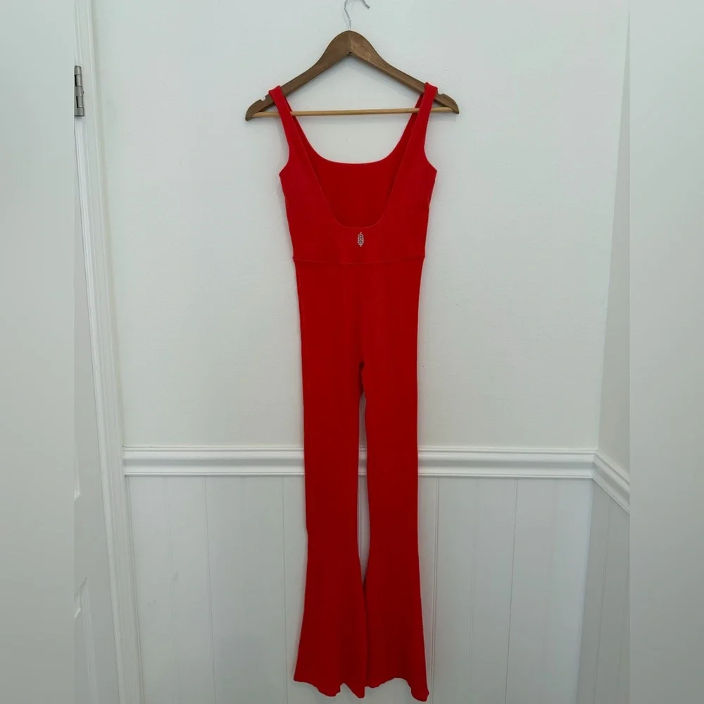Free People FP Movement Rich Soul Flared Onesie, Red “Bittersweet” - Size XS/S - Picture 4 of 7